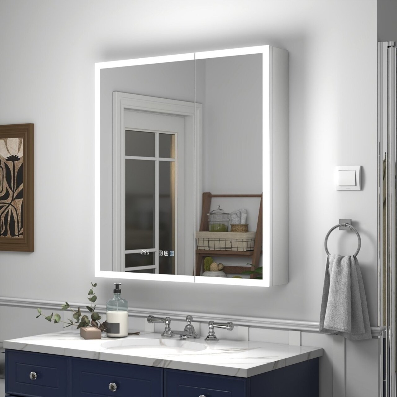 30X32 Lighted Medicine Cabinet Recessed Surface Mount With Usb Outlets Defogging